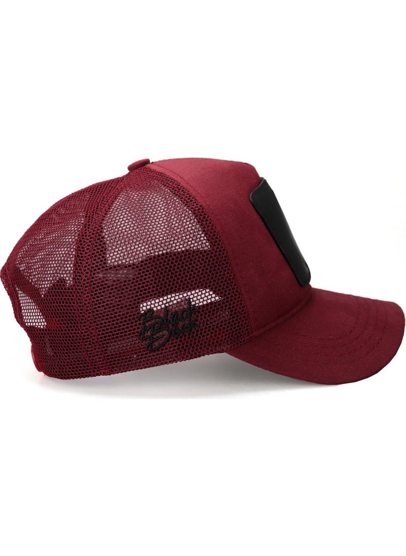Black Börk Blackbörk V1 Trucker Lion - Unisex Claret Red Hat (Cap) with 9 Code Logo  - Image 2