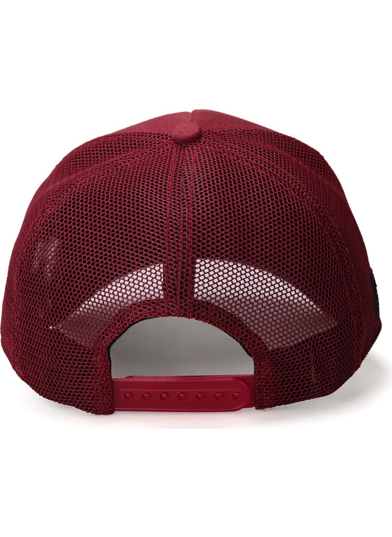 Black Börk Blackbörk V1 Trucker Lion - Unisex Claret Red Hat (Cap) with 9 Code Logo  - Image 4