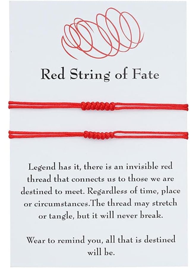 1-2 Pcs 7 Knot Red String of Fate Bracelets Kabbalah Protection Good Luck Thread Bracelets Adjustable Red String Handmade Cord Strand String Bracelets-B-2-Red - Image 1