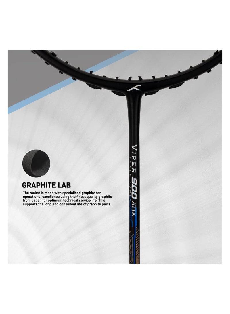 HUNDRED Viper 900 Carbon Fibre Strung Badminton Racket with Full Racket Cover  | For Intermediate Players | 79 grams | Maximum String Tension - 32lbs - Image 4