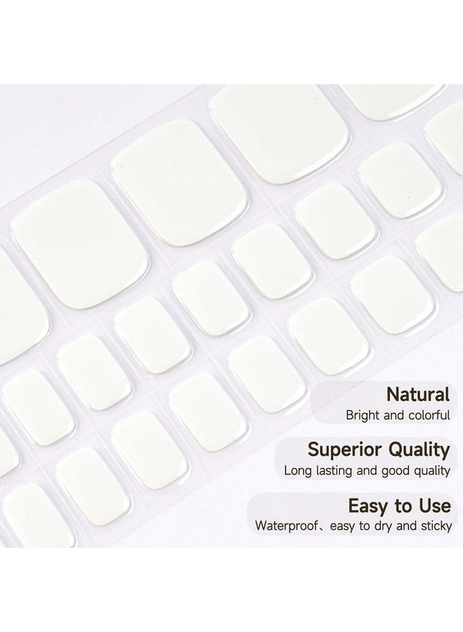 دوكاسو شرائط باديكير جل شبه معالجة 32 ملصقات أظافر جل بلون خالص، أغطية أظافر كاملة للنساء والفتيات والأطفال، تتضمن وسادات إعداد مبرد أظافر وعصا خشبية (أبيض ثلجي) - Image 3