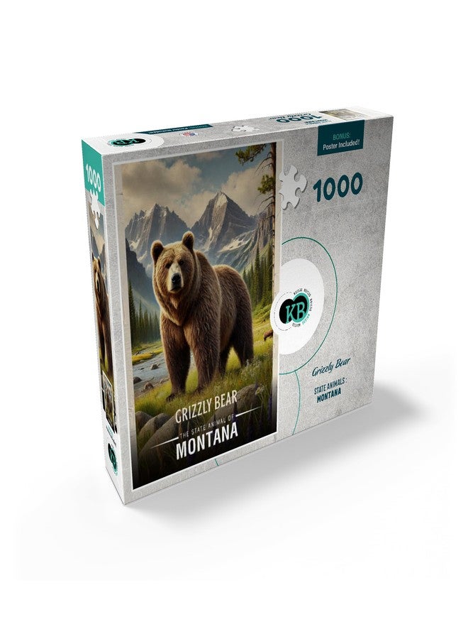 MyPuzzle.com MyPuzzle Montana, Grizzly Bear: State Animals Series - Premium 1000 Piece Jigsaw Puzzle for Adults - Image 2