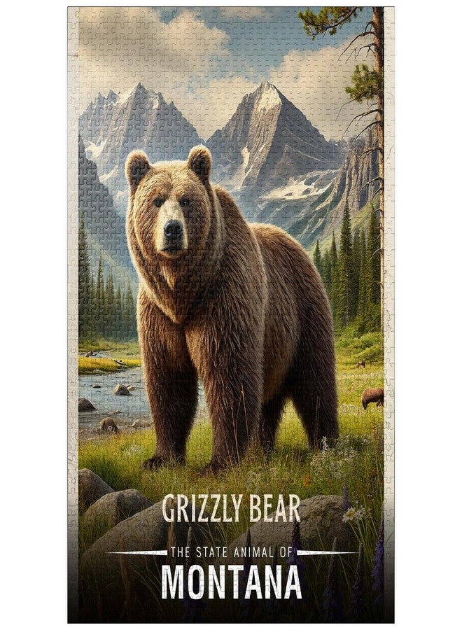 MyPuzzle.com MyPuzzle Montana, Grizzly Bear: State Animals Series - Premium 1000 Piece Jigsaw Puzzle for Adults - Image 1