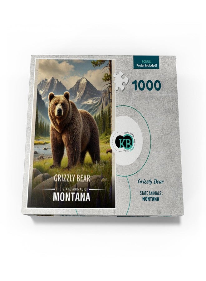 MyPuzzle.com MyPuzzle Montana, Grizzly Bear: State Animals Series - Premium 1000 Piece Jigsaw Puzzle for Adults - Image 4