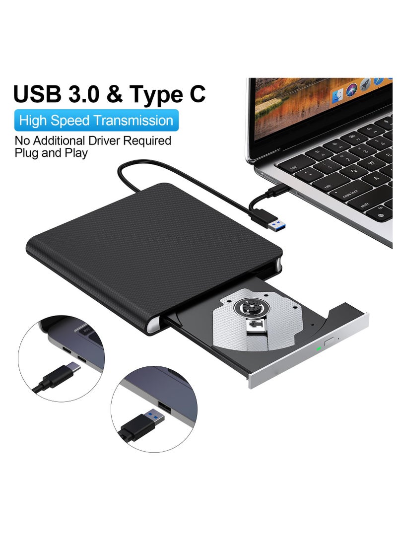 SYOSI External CD DVD Drive for Laptop, USB 3.0 CD Burner External DVD Drive Portable DVD Player with 4 USB and TF/SD Slots, Slim External CD Drive Compatible with Laptop Desktop Mac Windows Linux  - Image 2