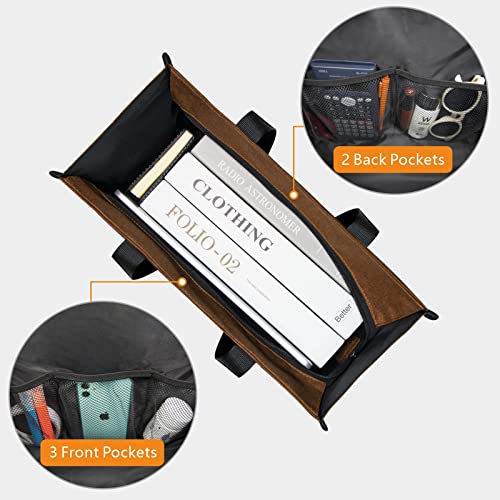 TOPDesign Utility Water Resistant Tote Bag with 13 Exterior & Interior Pockets, Top Zipper Closure & Thick Bottom Support, for Working Women, Teachers, Nurses, Accountants (Brown) - Image 4