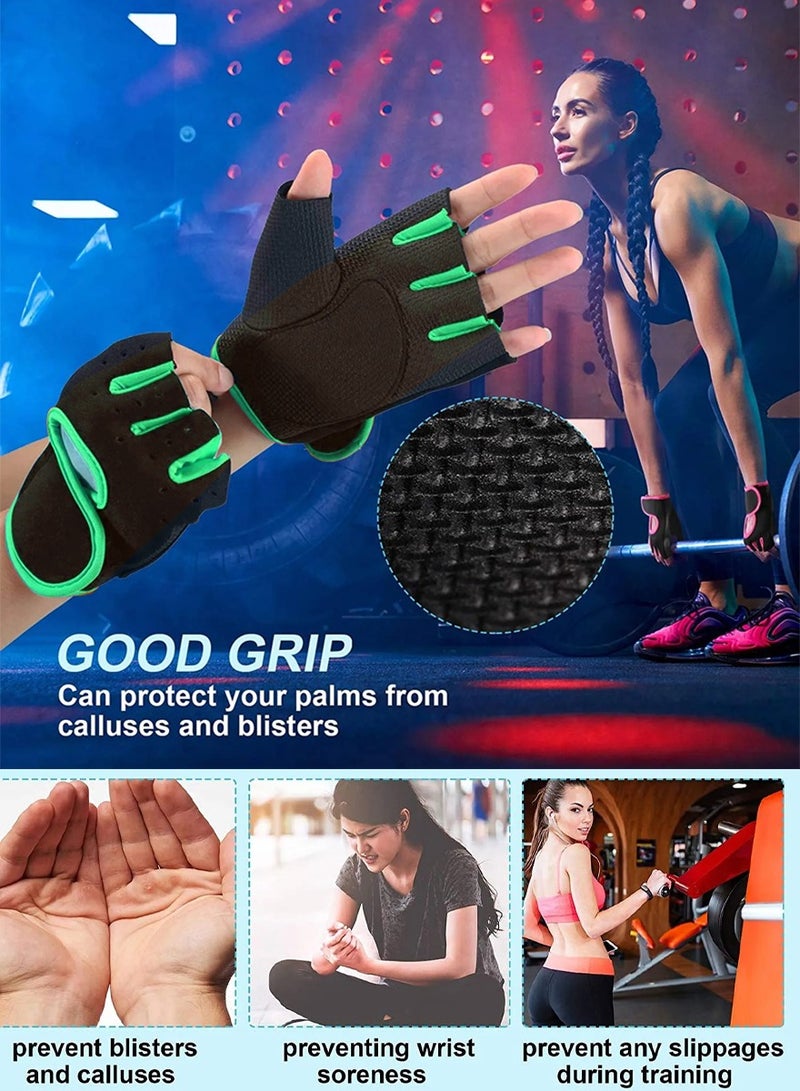 سبورت مجموعة قفاز التمارين الرياضية ورفع الأثقال والتمارين الرياضية والتدريبات المنزلية والموضة، وزوج قفازات الأصابع المفتوحة مع حماية كاملة لراحة اليدوقبضة محكم غيرقابلة للانزلاق ودعم للمعصم للرجال والنساء - Image 4