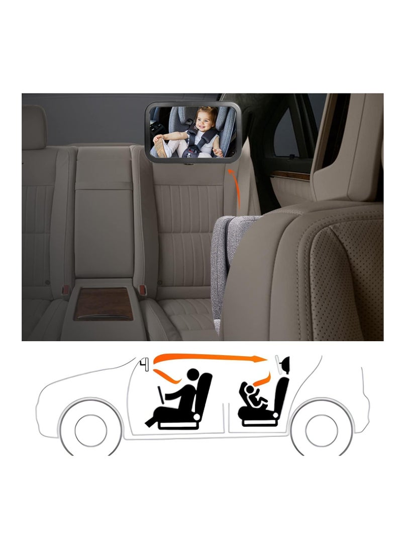Generic Baby Car Mirror for Car Seat Rear Facing,Large Safety Car Seat Mirror for Rear Facing Infant Child with Wide Crystal Clear View - Shatterproof 360° Adjustable Baby Mirror for Back Seat Rear Facing  - Image 3