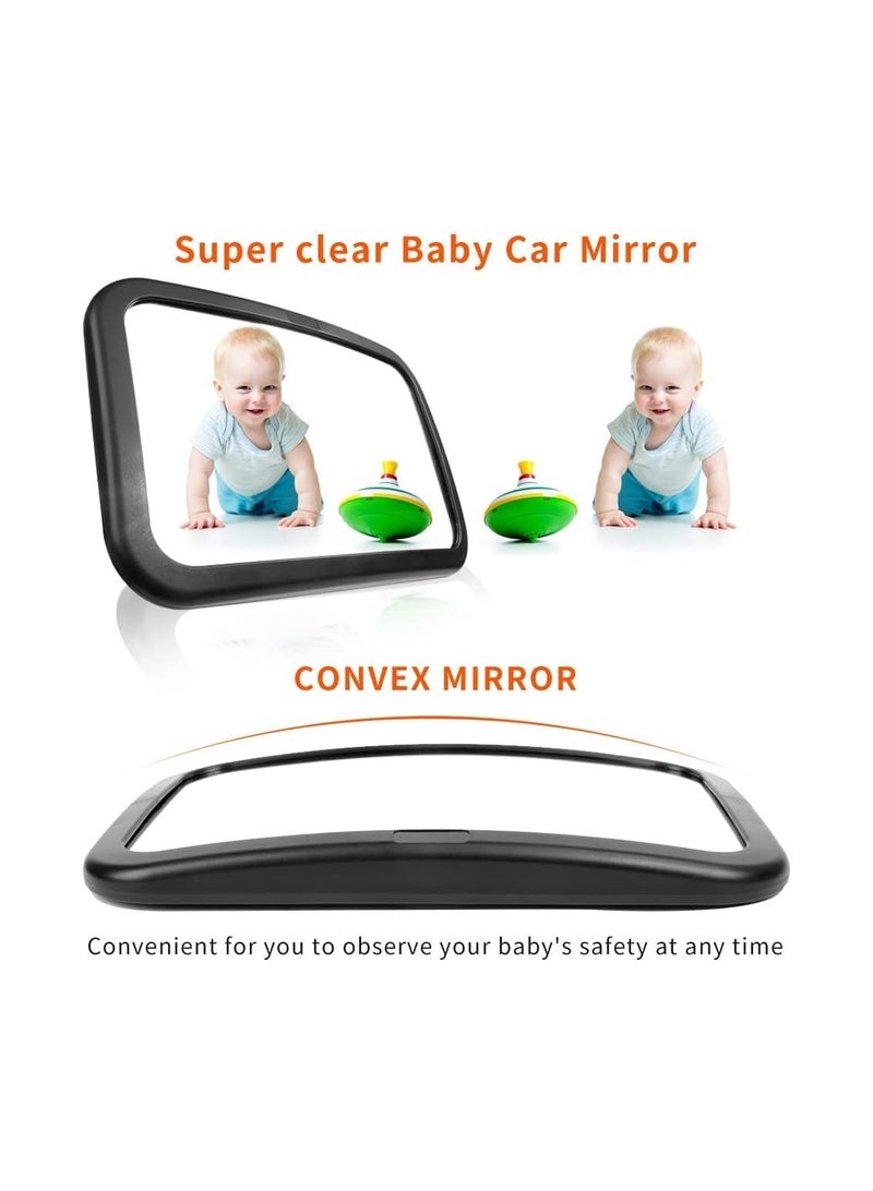 Generic Baby Car Mirror for Car Seat Rear Facing,Large Safety Car Seat Mirror for Rear Facing Infant Child with Wide Crystal Clear View - Shatterproof 360° Adjustable Baby Mirror for Back Seat Rear Facing  - Image 2