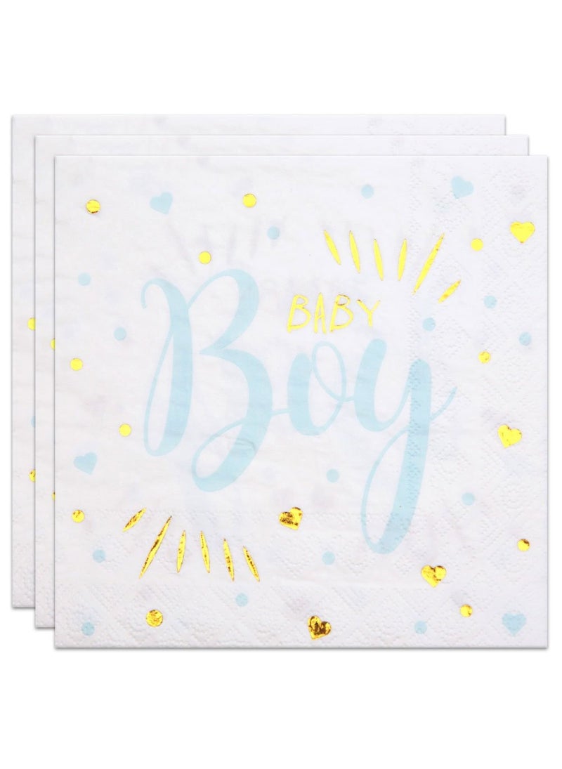 مناديل أطفال للأولاد باللون الأزرق الذهبي، عبوة من 20 قطعة، 33 سم