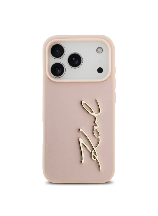 Karl Lagerfeld iPhone 17 Pro Max Case / PU Leather Case With Karl Script Logo &amp; Buttons - Pink