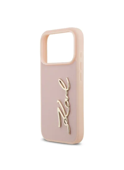 Karl Lagerfeld iPhone 17 Pro Max Case / PU Leather Case With Karl Script Logo &amp; Buttons - Pink