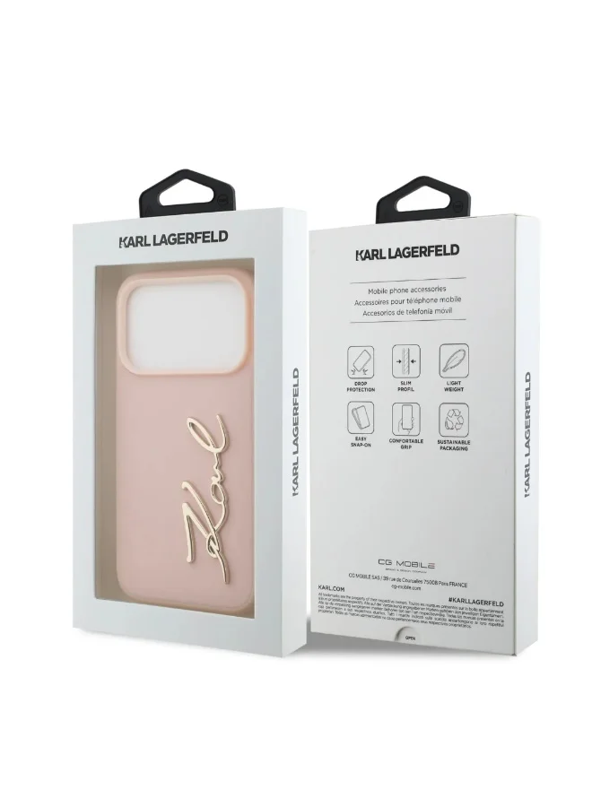 Karl Lagerfeld iPhone 17 Pro Max Case / PU Leather Case With Karl Script Logo &amp; Buttons - Pink