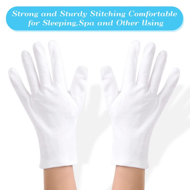 PAXCOO Paxcoo 6 Pairs XL White Cotton Gloves for Dry Hand Moisturizing Cosmetic Eczema Hand Spa and Jewelry Inspection - Image 5
