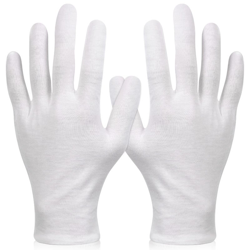 PAXCOO Paxcoo 6 Pairs XL White Cotton Gloves for Dry Hand Moisturizing Cosmetic Eczema Hand Spa and Jewelry Inspection - Image 1