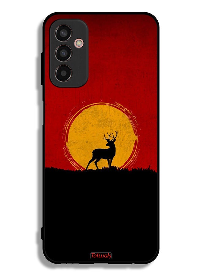 Tolwak Samsung Galaxy F13 Protective Case Cover Deer And Moon Artwork - Image 2
