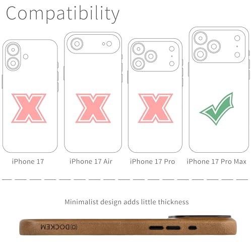 Dockem Faux Leather Case for iPhone 17 Pro Max Compatible with MagSafe, with Capacitive Camera Control Button (MSVL, Light Brown) - Image 2