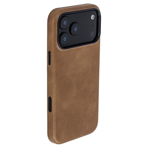 Dockem Faux Leather Case for iPhone 17 Pro Max Compatible with MagSafe, with Capacitive Camera Control Button (MSVL, Light Brown) - Image 1