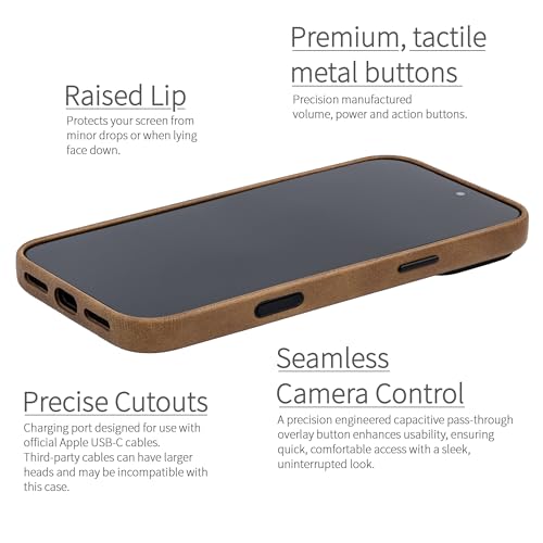 Dockem Faux Leather Case for iPhone 17 Pro Max Compatible with MagSafe, with Capacitive Camera Control Button (MSVL, Light Brown) - Image 3