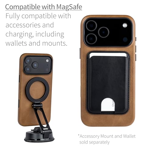 Dockem Faux Leather Case for iPhone 17 Pro Max Compatible with MagSafe, with Capacitive Camera Control Button (MSVL, Light Brown) - Image 5