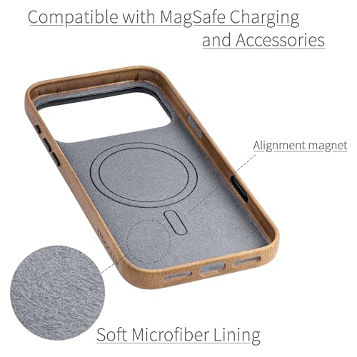 Dockem Faux Leather Case for iPhone 17 Pro Max Compatible with MagSafe, with Capacitive Camera Control Button (MSVL, Light Brown) - Image 4