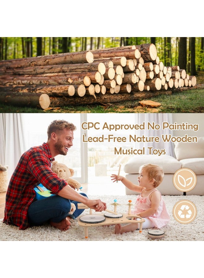 Vanplay Kids Drum Set For Toddlers 1-3, All In One Musical Instruments - Wooden Musical Toys - Montessori Sensory Toys For 1 Year Old - Birthday Gifts For Girls Boys - Image 3