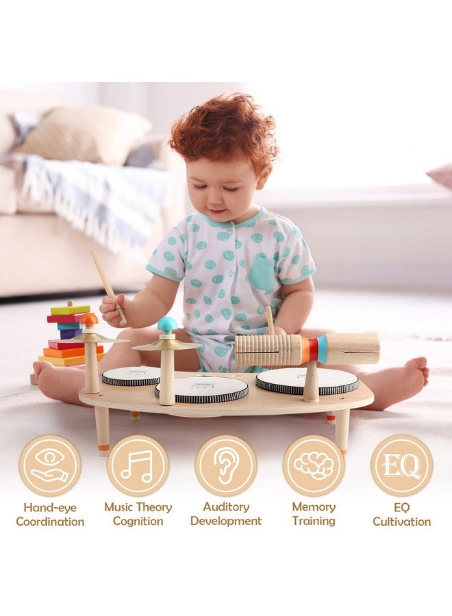 Vanplay Kids Drum Set For Toddlers 1-3, All In One Musical Instruments - Wooden Musical Toys - Montessori Sensory Toys For 1 Year Old - Birthday Gifts For Girls Boys - Image 2