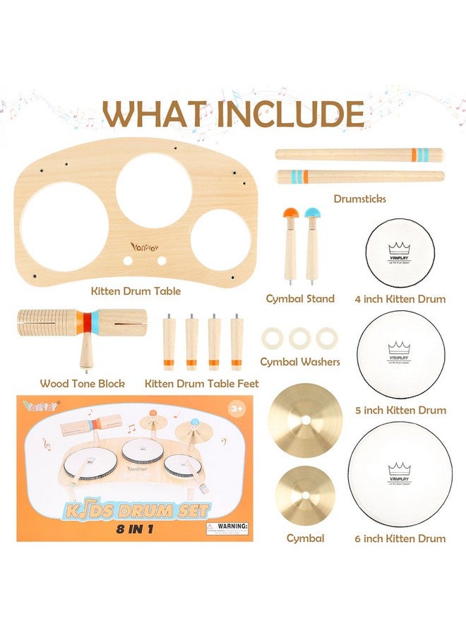 Vanplay Kids Drum Set For Toddlers 1-3, All In One Musical Instruments - Wooden Musical Toys - Montessori Sensory Toys For 1 Year Old - Birthday Gifts For Girls Boys - Image 4