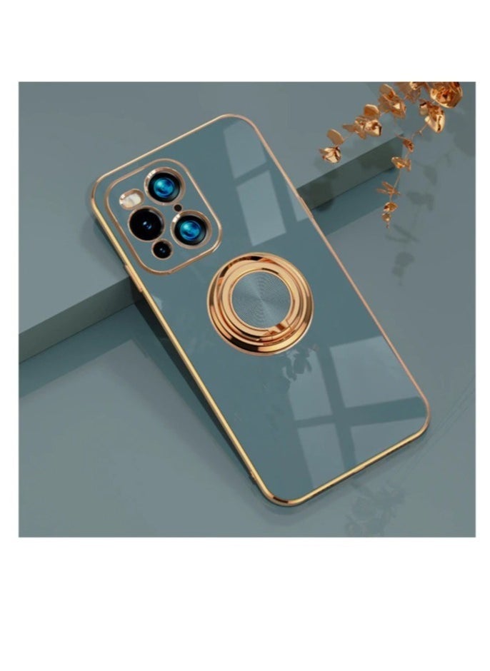 Raxoom Silicone TPU Shockproof Ring Holder Kickstand Slim Plated Phone Case Cover designed for iPhone 12 Pro Max - Image 1