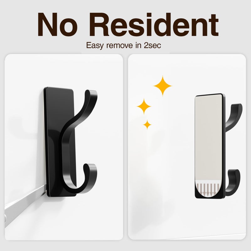 pickpiff Wall Hooks with Adhesive Strip - Easy to Remove, No Residue, Strong Heavy Duty Sticky Towel Hook, 8 Pack Black - Image 2