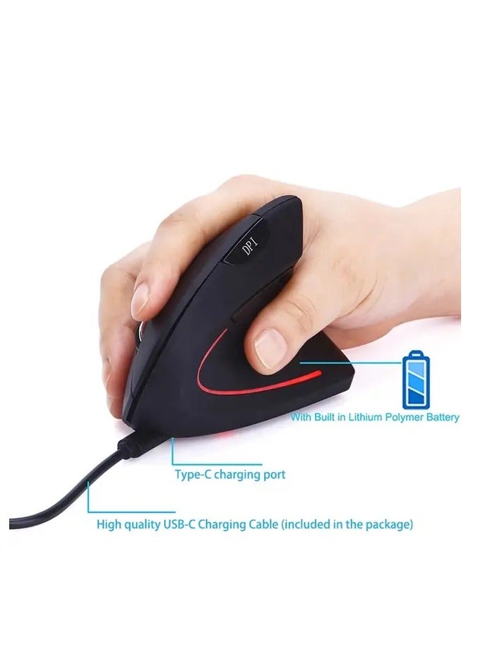 2.4G Wireless Rechargeable Vertical Ergonomic Mouse With Silent Click Comfortable Grip to Release Your Hands Pressure - Image 2