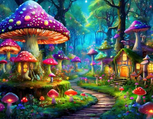Springbok Majestic Value Brand 500 Piece Adult Puzzle of a Mystical Mushroom Fantasy Village - Image 1