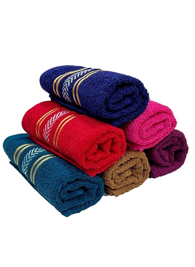 STAMIO Cotton 390 GSM Hand Towel Set of 6, 13 X 21 inches for Men, Women, Home Use, Gym, Wash Basin, Kitchen | Soft, Absorbent, Quick Dry, Small Size Towels, Travel Friendly | Multicolor (Multicolor) - Image 3