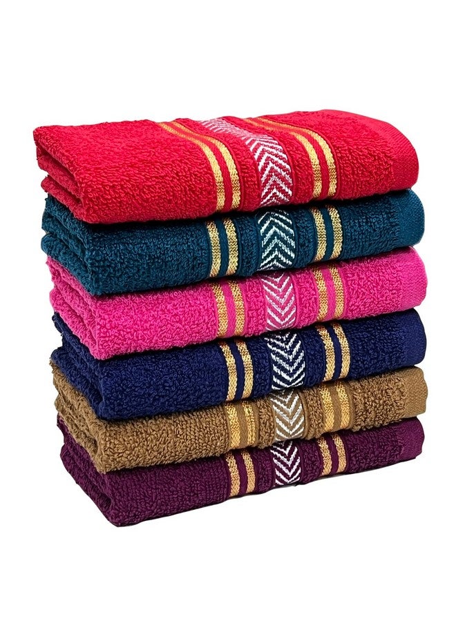 STAMIO Cotton 390 GSM Hand Towel Set of 6, 13 X 21 inches for Men, Women, Home Use, Gym, Wash Basin, Kitchen | Soft, Absorbent, Quick Dry, Small Size Towels, Travel Friendly | Multicolor (Multicolor) - Image 1
