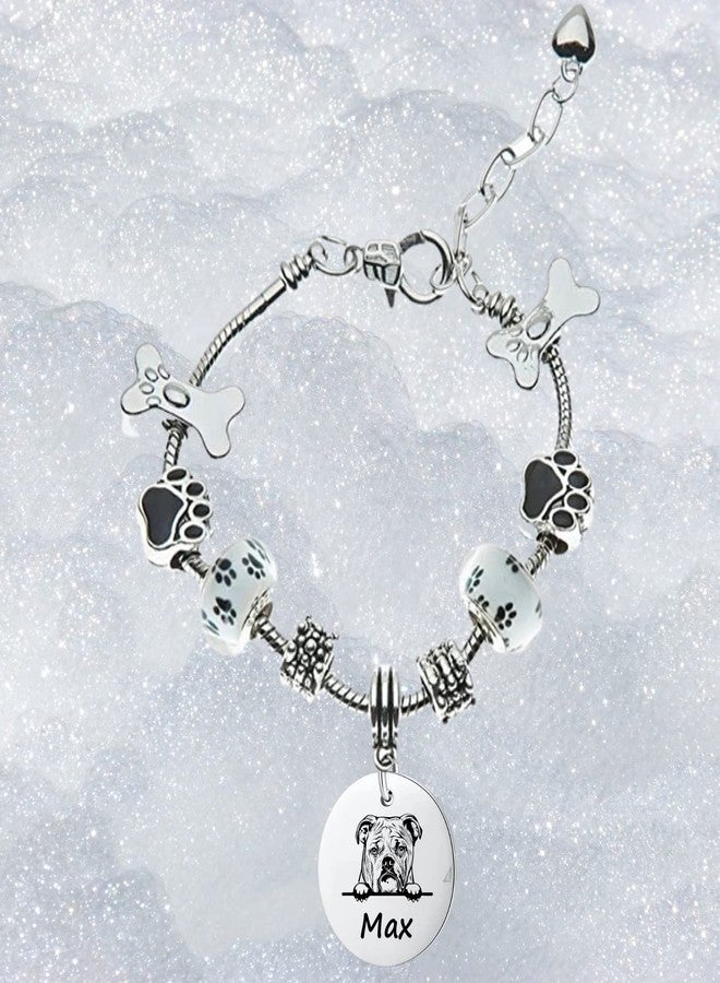 إنفينيتي كوليكشن هدايا لمحبي كلاب البلدغ الإنجليزية، سوار خرز مزين بتعليقات شخصية لكلاب البلدغ الإنجليزية، مجوهرات محفورة حسب الطلب للكلاب، تذكار مميز لمحبة الكلاب، هدية لمحبي الكلاب - Image 4