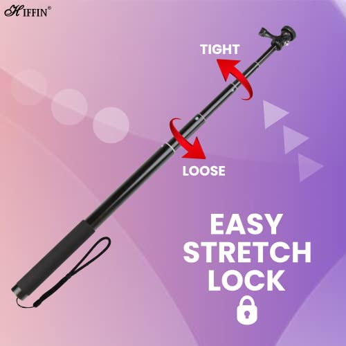 HIFFIN 118"/3 Meters Ultra Long Selfie Stick for Go Pro Max Hero 9 8 7 6 5 4 3+, Insta 360 One R One X, DJI Osmo Action, Extendable at 6 Lengths Carbon Fiber Lightweight Pole Monopod… - Image 2