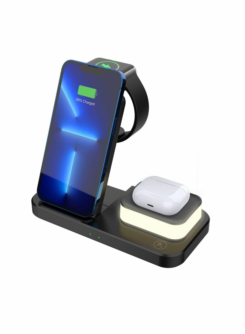 Captaintech Wireless Charger, 3-in-1 Charging Station Dock Stand with Night Light - Image 1