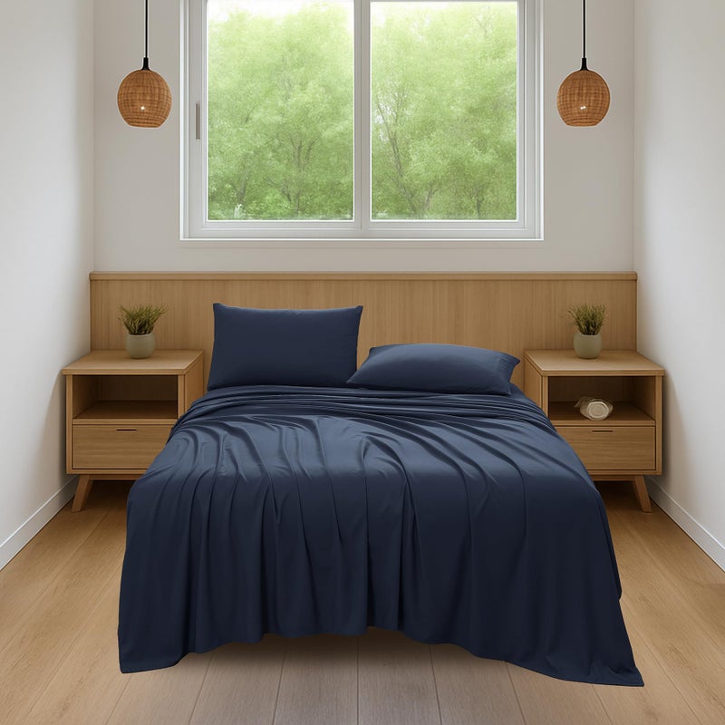 Coleman King Size Sheets Set â€“ Durable Home Bedding with Outdoor Heart, Stylish & Reliable for Bedroom or Cabin â€“ Premium Solid Color, Built for Comfort, Style & Occasional Outdoor Use, Navy Blue - Image 5