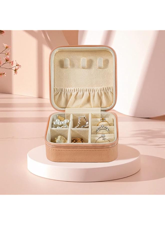 The Bros Small Jewellery Box Case for Women Girls, Portable Jewelry Organizer, Small Jewellery Box Women Travel Jewelry Chain Organizer for Rings, Earrings, Bracelets and Necklaces (Pink, 1 Pc) - Image 1