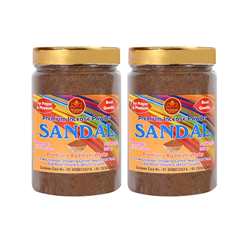 PRARTHANA Combo Pack of Sandal Powder 400 gm of Premium Dhoop Powder (2 Jar of 200gm Each) Charcoal Free/Pollution Free, (Total 400gm) Dhoop Powder/Dhoop bati/Agarbatti - Image 1