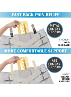 KASTWAVE Back Brace for Lower Back Pain Relief - Adjustable Support Belt for Herniated Disc, Sciatica - Removable Stays - 2 Sets of Support - Breathable Fabric - Perfect Fit for Men and Women (Grey, Large)  - Image 3