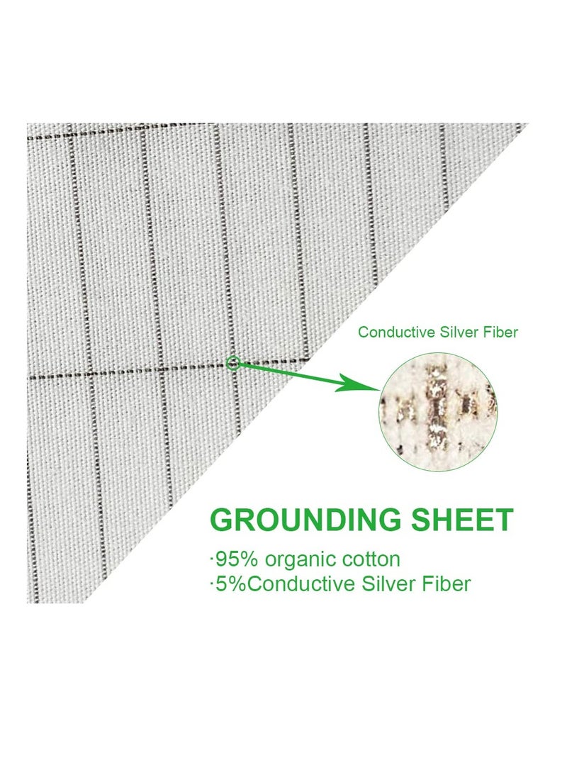 Excefore - Grounding Sheet with Grounding Cord, 35*86in Grounding Sheets with Organic Cotton Conductive Silver Fiber,Conductive Grounding Sheet with 5% Silver Fiber for Better Sleeping, White - Image 1