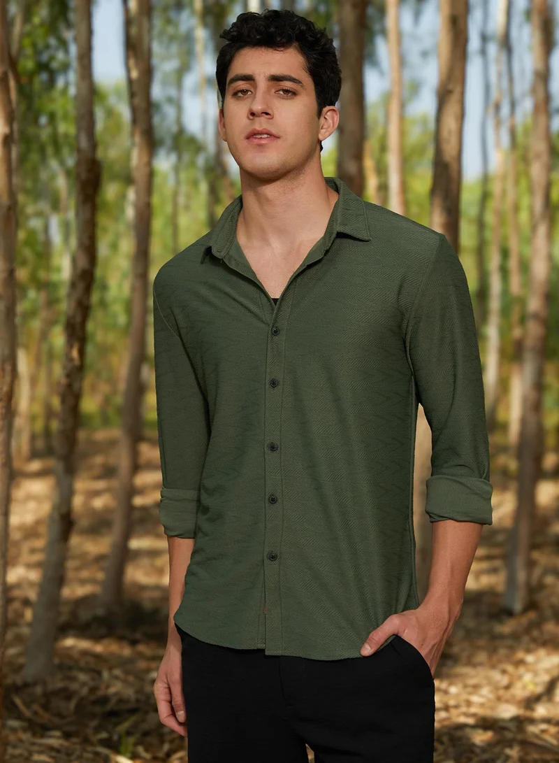 كامبوس سوترا قميص رجالي أخضر روح ساكرامنتو منسوج