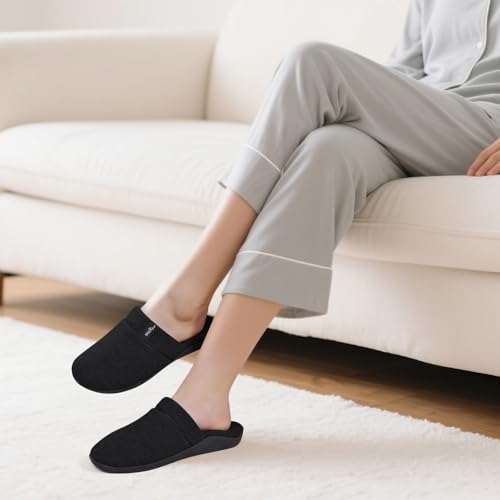 ERGOfoot Orthopedic Slippers for Women with Arch Support Plantar Fasciitis Relief Orthotic Closed Toe House Shoes for Indoor and Outdoor with NonSlip Rubber SoleBlack W8 - Image 3