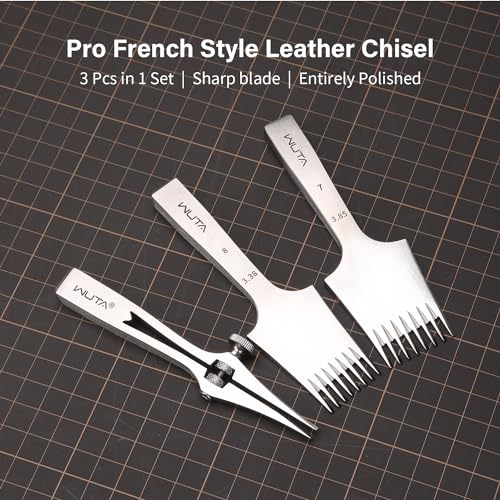 WUTA Leather Chisel AllPolished Pricking Iron Adjustable 26mm French Style Puncher Sharp Punching Tool Set Obverse Adjustable 2 Teeth27mm 8 Teeth30mm 8 Teeth - Image 3