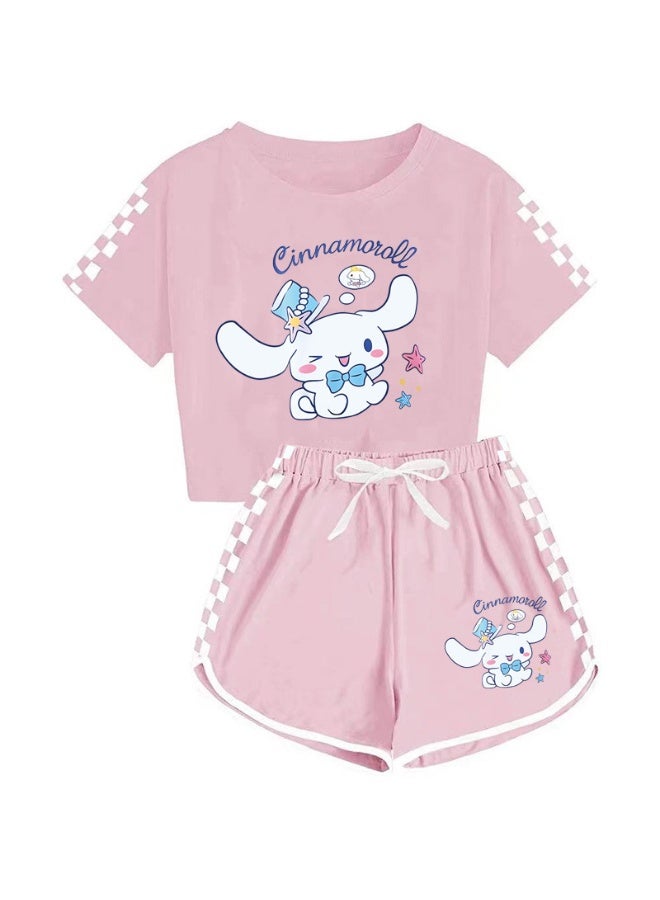 Cinnamon dog men's and women's children's T-shirt shorts printed sports suit the best gift for family and friends - Image 1