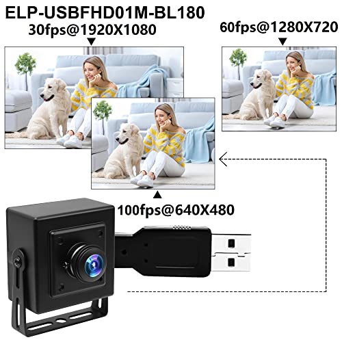 ELP 180degree Fisheye Lens Wide Angle USB Camera 1080P Mini Box Webcam 1080P High Speed UVC USB2.0 PC Camera CMOS OV2710 100fps 60fps 30fps Video Webcam for Computer, Laptop, Jetson Nano - Image 3