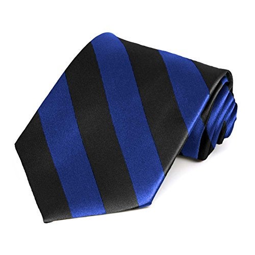 tiemart Striped Tie (Royal Blue and Black) - Image 1