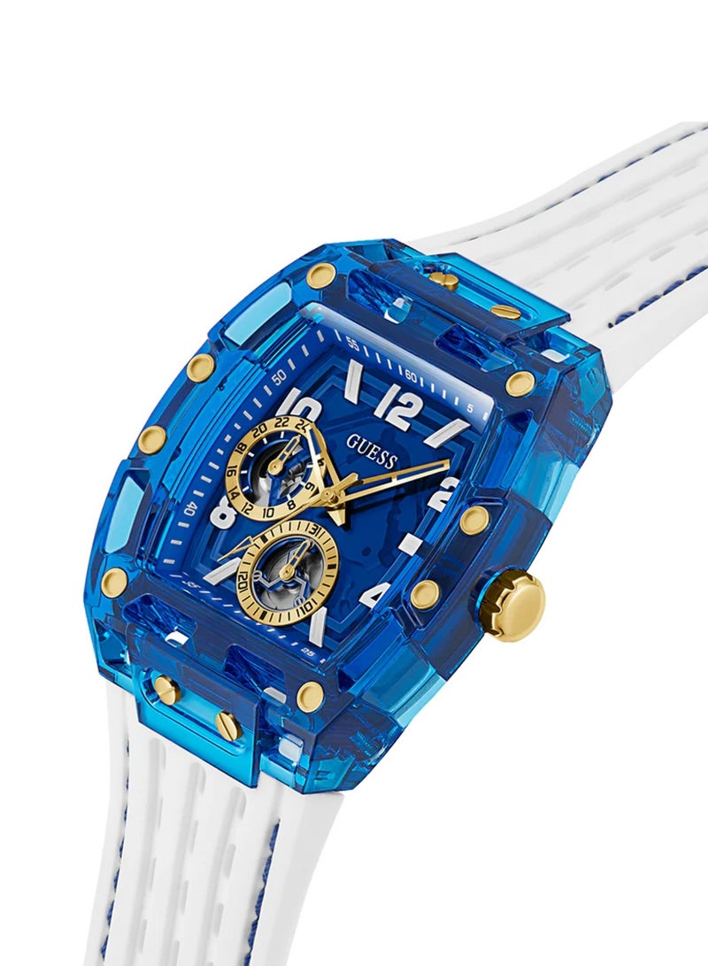 GUESS ساعة متعددة الوظائف للرجال باللون الأبيض والأزرق GW0499G6 - 42 مم - Image 2