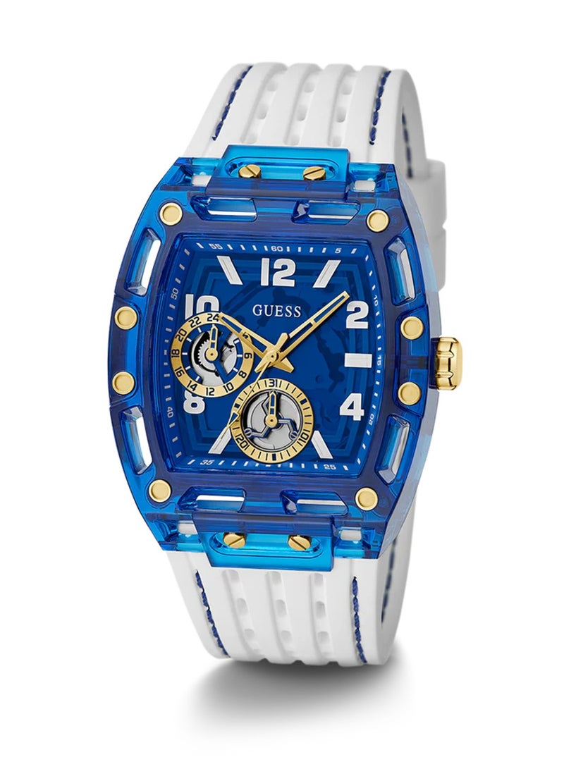 GUESS ساعة متعددة الوظائف للرجال باللون الأبيض والأزرق GW0499G6 - 42 مم - Image 5